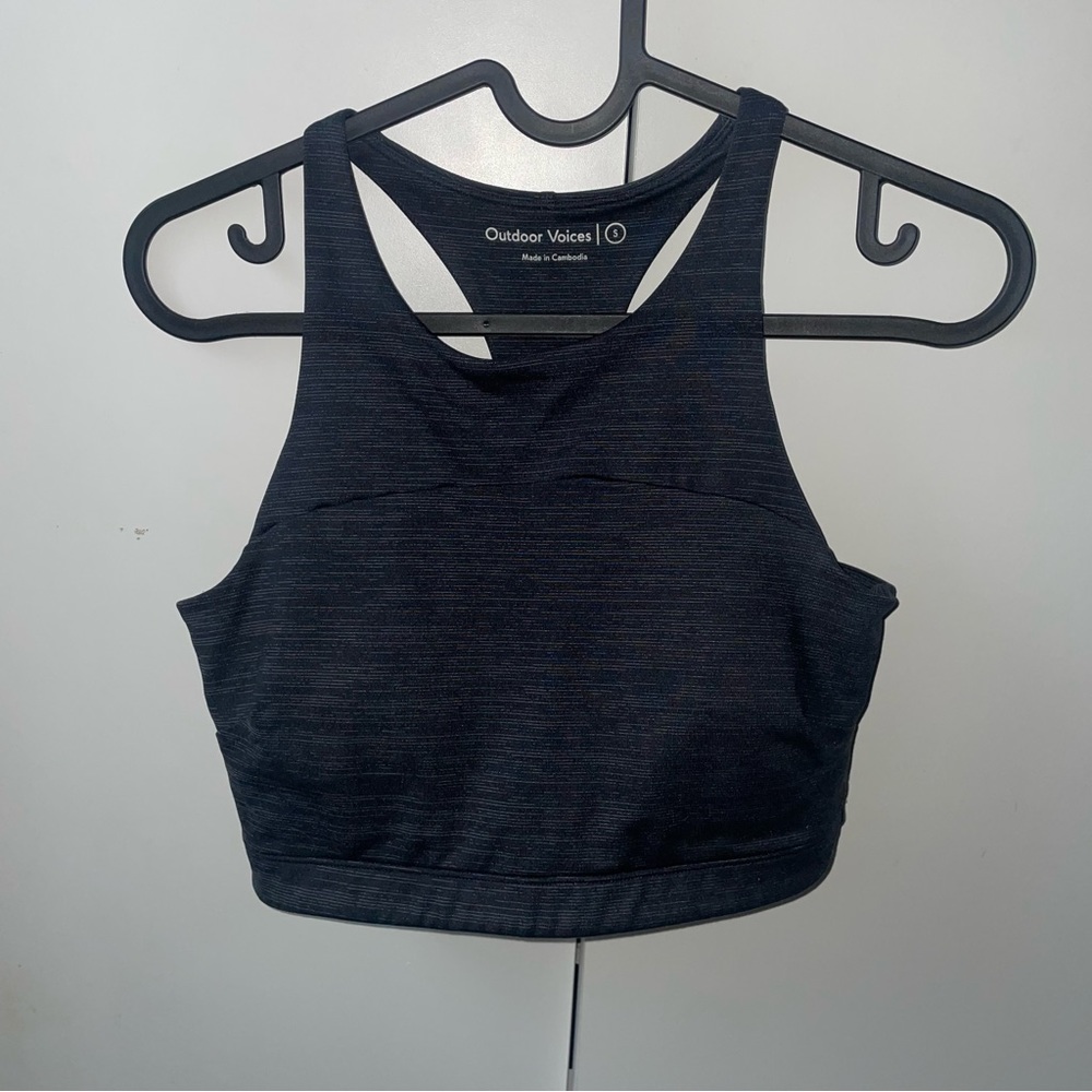 Outdoor Voices Black Heathered Crop Top Women's Size Small